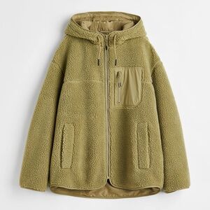 H&M Olive Green Sherpa Puffer Jacket